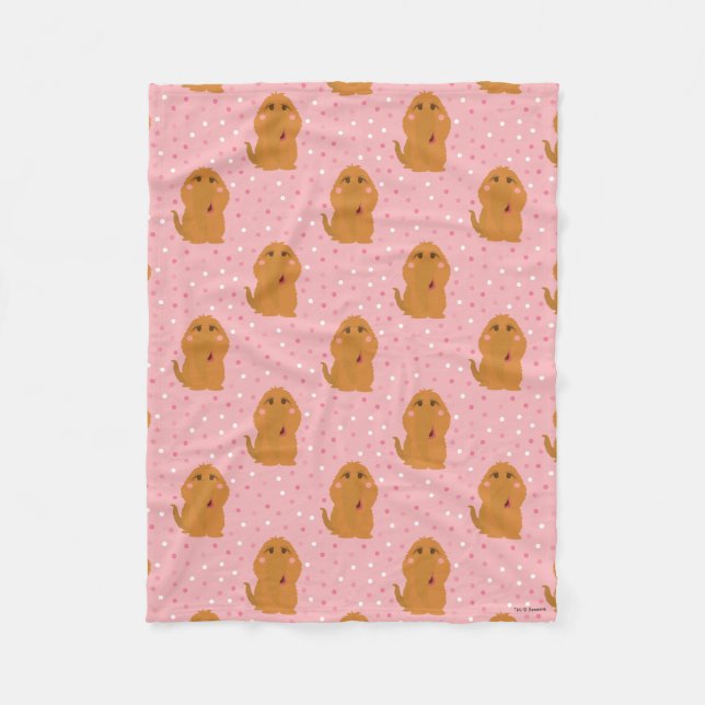Snuffleupagus Pink Polka Dot Pattern Fleece Blanket (Front)