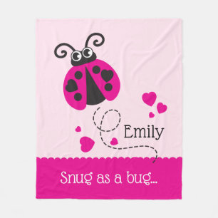 Snug a bug name ladybug pink blanket