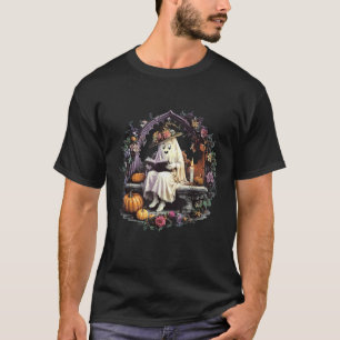 Snug Ghost Reading A Book Halloween Vibes Autumn L T-Shirt