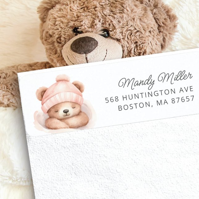 Snuggle Bear Baby Shower Address Label (Creator Uploaded)