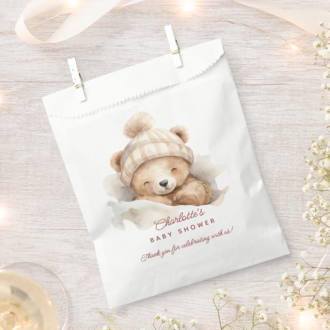 Snuggle Bear Baby Shower Favour Bag (Clipped)
