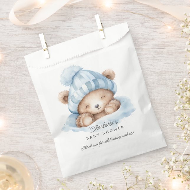 Snuggle Bear Baby Shower Favour Bag (Clipped)