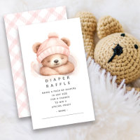 Snuggle Bear Diaper Raffle Ticket Enclosure Card