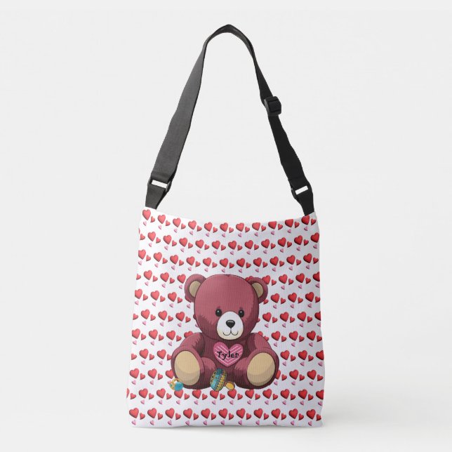 Snuggle Bear with Heart and Rattles  Crossbody Bag (Front)
