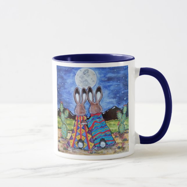 "Snuggle Bunnies" Southwest Rabbit Romance! Mug (Right)