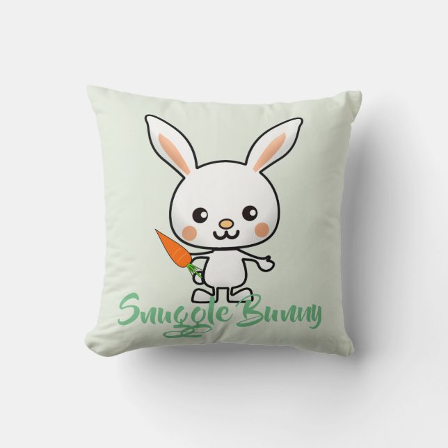 Snuggle Bunny Kawaii Custom Throw Pillow (Front)