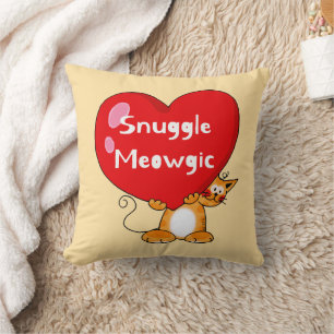 Snuggle Meowgic Funny Cat Pun Art Throw Pillow