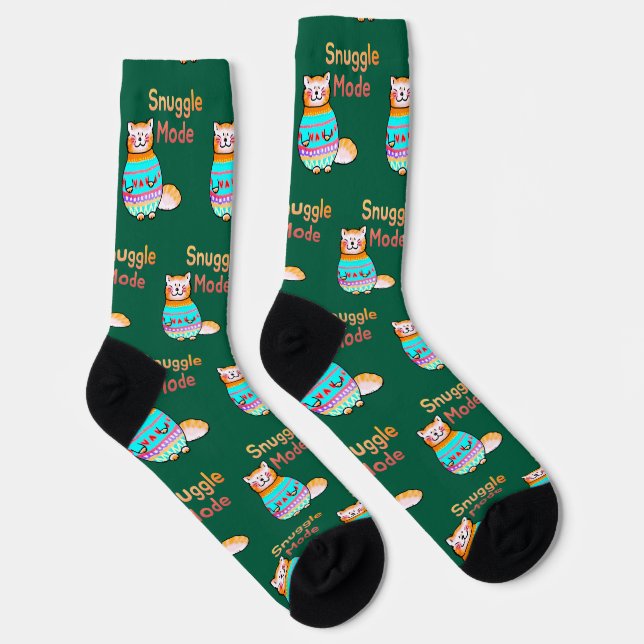 Snuggle Mode Cozy Ginger Cat Socks   (Right)