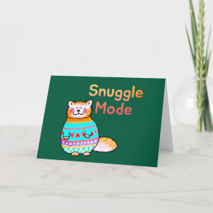 Snuggle Mode Ginger Cat Greeting Card