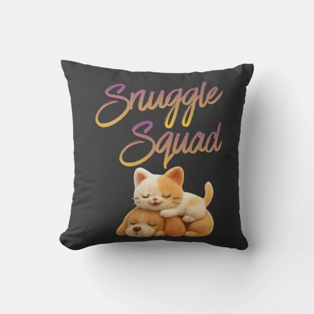 Snuggle Squad  Throw Pillow (Front)