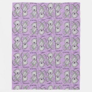 Snuggle Sweet Dreams Teddy-muted lavender Fleece Blanket