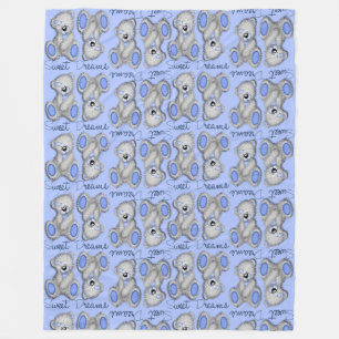 Snuggle Sweet Dreams Teddy-soft blue Fleece Blanket
