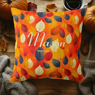 Snuggle Up Autumn Leaves   Warm Fall Decor Throw Pillow