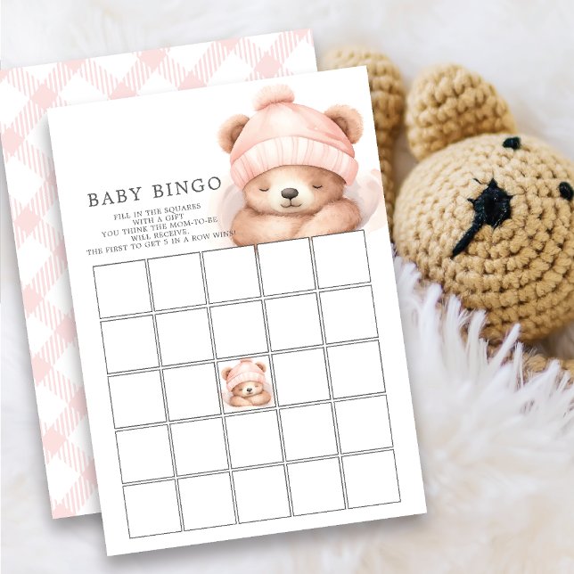 Snuggle Up Bear Baby Shower Bingo Game Invitation (Creator Uploaded)