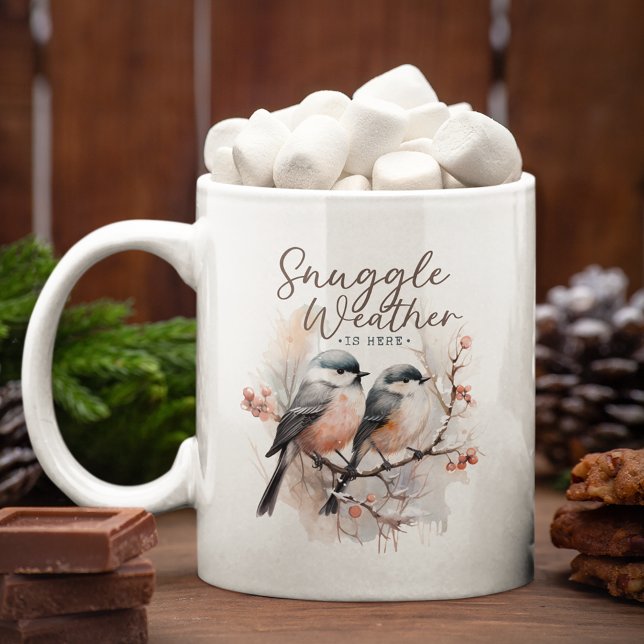 Snuggle Weather Is Here, Birds on Branch Christmas Coffee Mug (Creator Uploaded)