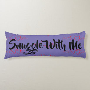 Snuggle With Me Red Hearts Purple Body Pillow