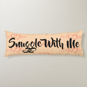 Snuggle With Me Red Hearts Tan Body Pillow