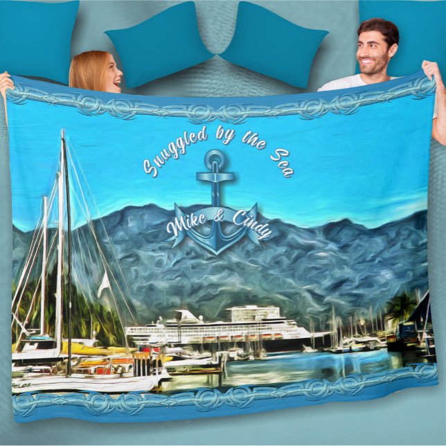 Snuggled by the Sea Marina Vallarta 0946  Fleece Blanket (Creator Uploaded)