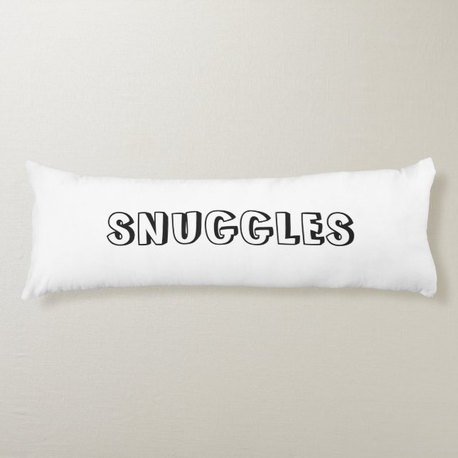"Snuggles" Black white Body Pillow (Front)