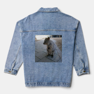 "Snuggles in Australia: A Cuddly Grey Quokka" Denim Jacket