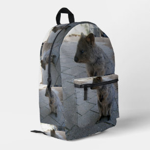 "Snuggles in Australia: A Cuddly Grey Quokka" Printed Backpack