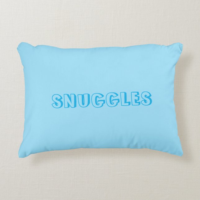 "Snuggles" Light blue Accent Pillow (Front)