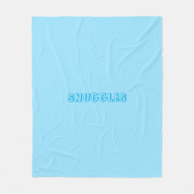 "Snuggles" Light blue Fleece Blanket (Front)