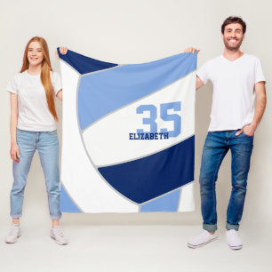 snuggly blue white girls volleyball room decor  fleece blanket
