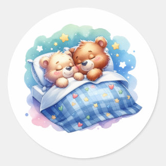 Snuggly Sleeping Pandas in Bed Classic Round Sticker