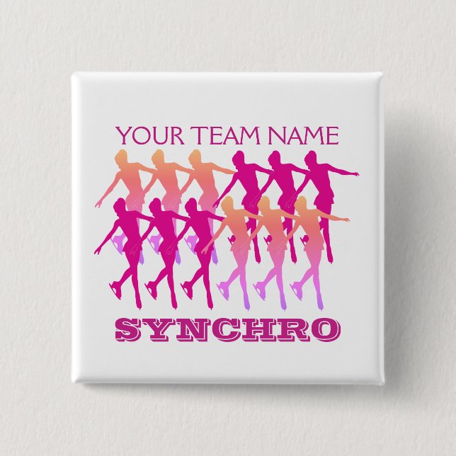 SNYCHRO Figure Skating Giftware 2 Inch Square Button (Front)
