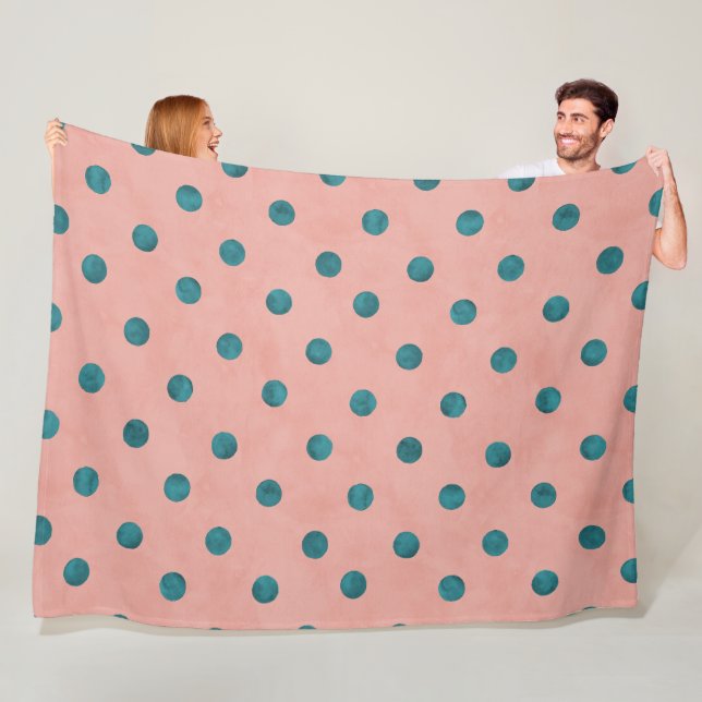 So adorable colouring l Pink and blue polka dots Fleece Blanket (In Situ)