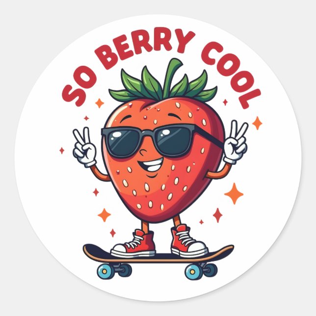 So Berry Cool Fruit Lover Strawberry Season Classic Round Sticker (Front)