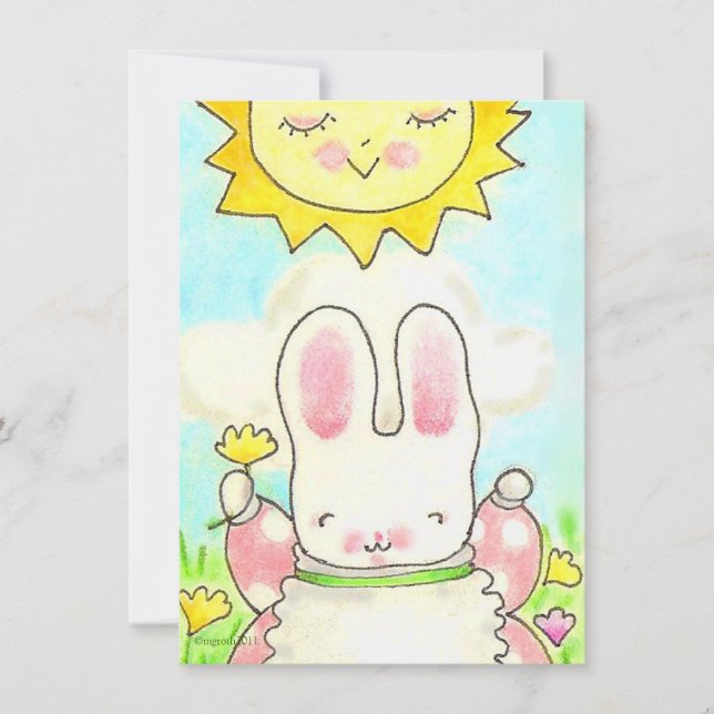 'so big' girl bunny birthday invitation (Front)