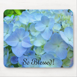 So Blessed! mousepads Blue Floral Hydrangeas