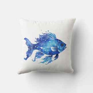 So Blue Fish Small Throw Pillow