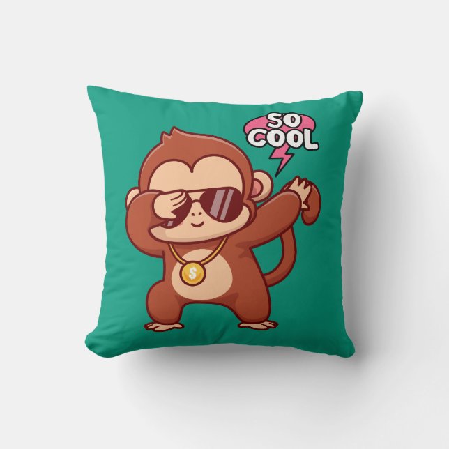 so cool monkey  throw pillow (Front)