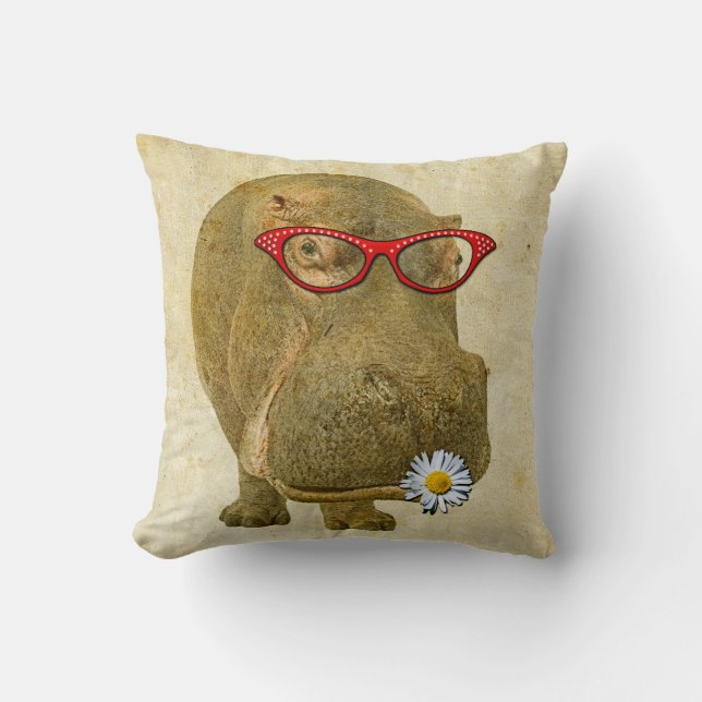 So Cute Hippopotamus Pillow! Throw Pillow (Front)