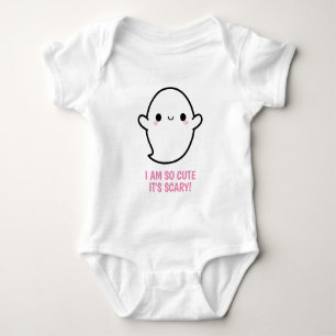 So Cute it's Scary Cute Kawaii Halloween Ghost  Baby Bodysuit