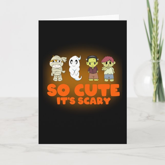 So Cute Its Scary Funny Halloween Kids Toddler Card (Front)