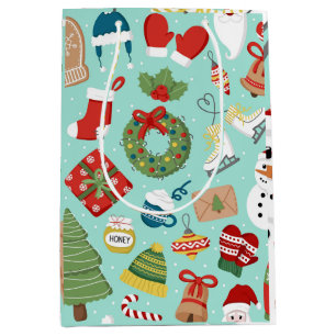 So Cute Santa Claus Christmas Sweets Personalized Medium Gift Bag