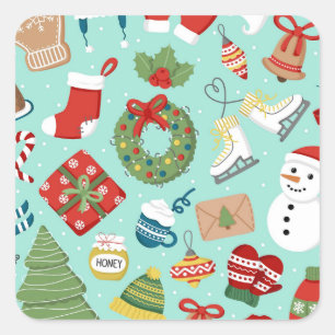So Cute Santa Claus Christmas Sweets Personalized Square Sticker