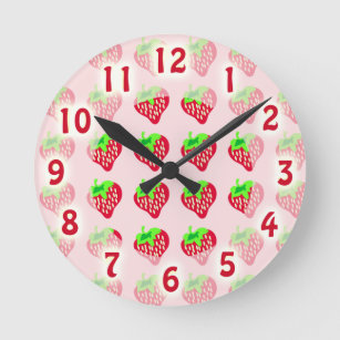 So Cute Strawberry Time Round Clock