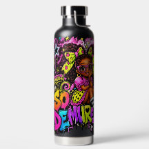 So Demure™ Strawberry Graffiti Girl | 32 oz Black 