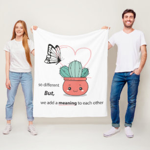So Different , Perfect Together – Cute Love Couple Fleece Blanket