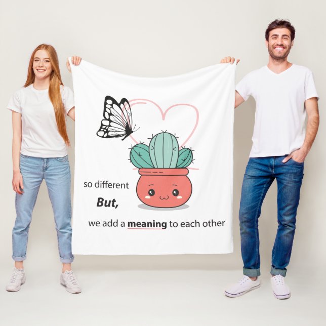 So Different , Perfect Together – Cute Love Couple Fleece Blanket (In Situ)