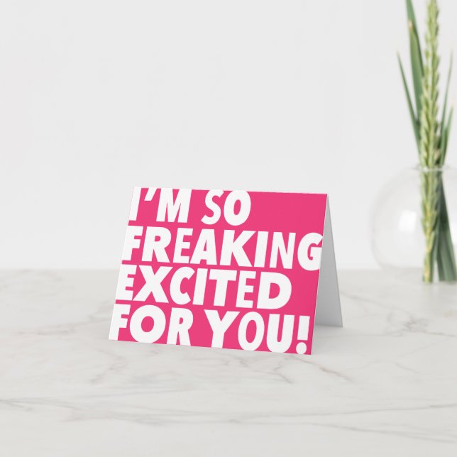 So excited pink congratulations card (Front)