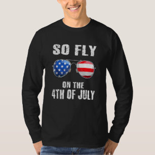 So Fly 4th Of July American Flag Sunglasses Boys K T-Shirt