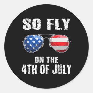 So Fly 4th Of July American Flag Sungles Boys Kids Classic Round Sticker