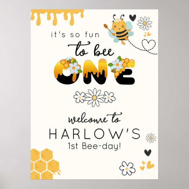 So fun to Bee One 1st Birthday Welcome Sign (Front)