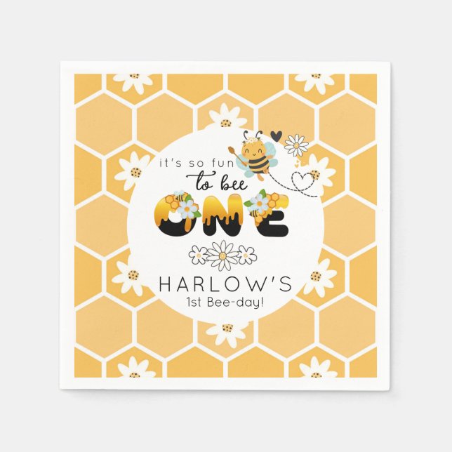 So fun to Bee One bumble bee 1st Birthday  Napkin (Front)